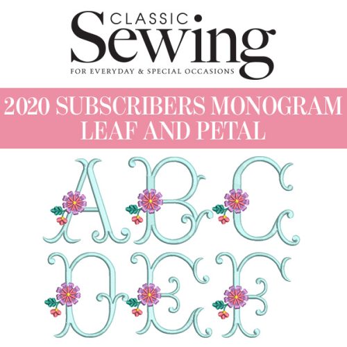 Classic Sewing 2020 Subscribers Monogram Set - Leaf and Petal