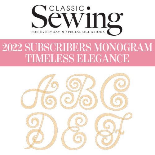 2022 Classic Sewing subscribers monogram
